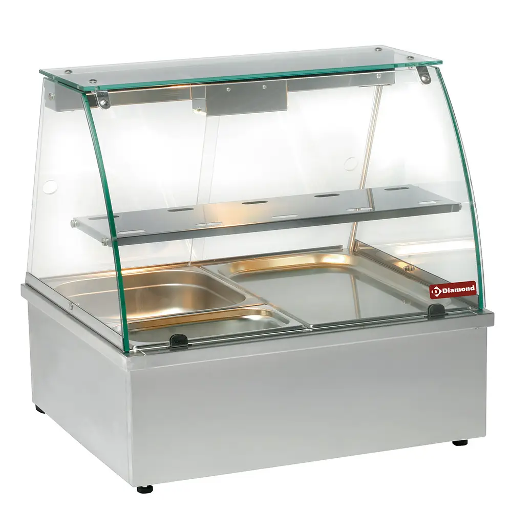 Diamond VBE-211 Panoramic Heated Bain Marie Display Case, 2 x 1/1 GN
