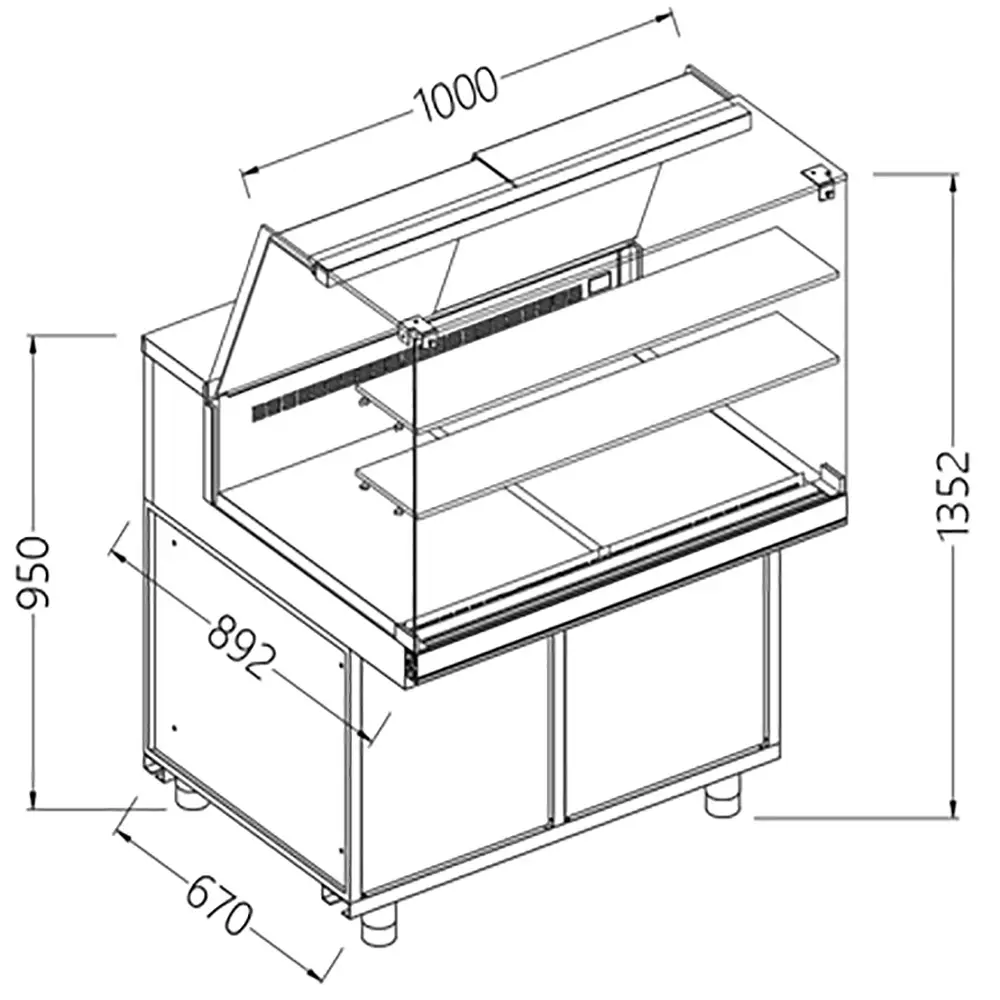 Diamond VA10XR Snack Patisserie Display Counter, 1000mm