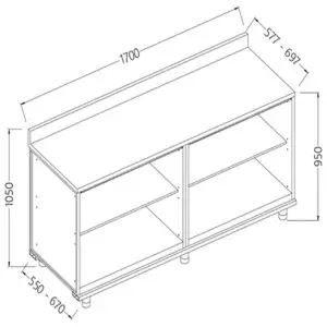 Diamond NL17X/5 Neutral Rear Cabinet, With Backsplash