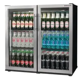 Autonumis RQC00002 Maxi Hinged Double Door Stainless Steel Bottle Cooler, 240 x 330ml Bottles / 320 x 330ml Cans