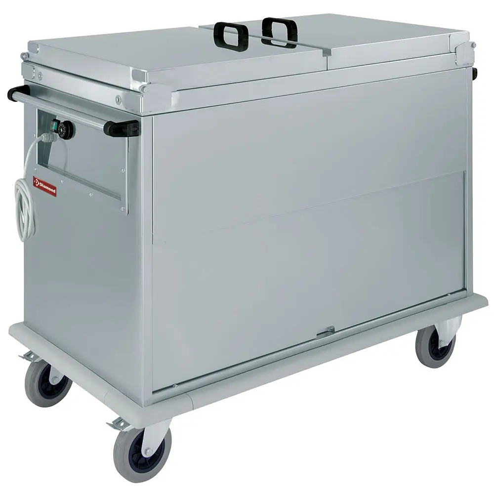 Diamond CTBM/3C-T Electric Bain Marie Carriage on Closed Cupboard with Lids & Tilting Door, 3 x 1/1 GN