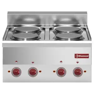 Diamond E60/4P6T-N 4 Rounded Hobs Countertop Electric Range Cooker, 8kW