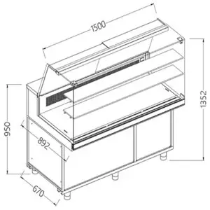 Diamond CFA15XR Static Hot & Cold Patisserie Deli Display Counter, 1500mm