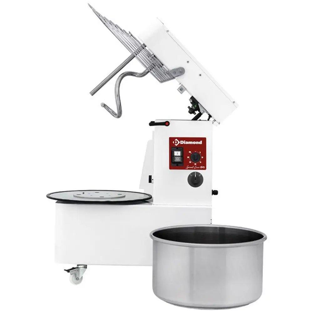 Diamond FD22AL/T2V-L 2 Speed Tilting Head Spiral Kneader on Wheels with Removable Bowl, 22 Litres