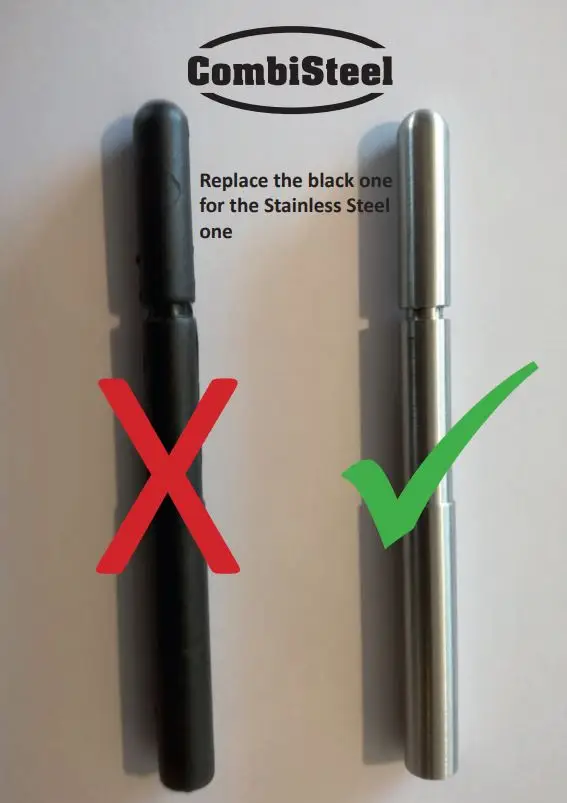 STAINLESS STEEL PRESSURE PEN COLDROOM LOCK, WHEN INSTALLING COLDROOM CHANGE BLACK PLASTIC PEN FOR STAINLESS STEEL VERSION