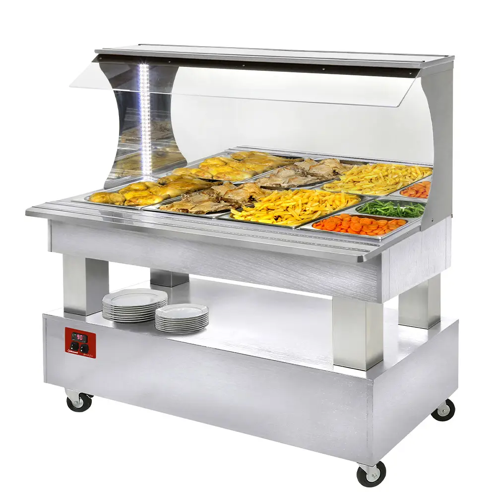 Diamond ABM/4N-A1 White Wood Warming Bain Marie Buffet Bar, 4 x 1/1 GN