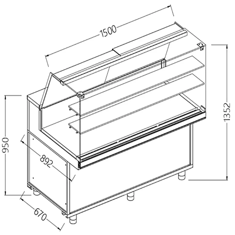 Diamond NA15X Neutral Snack Display Counters_High Glass