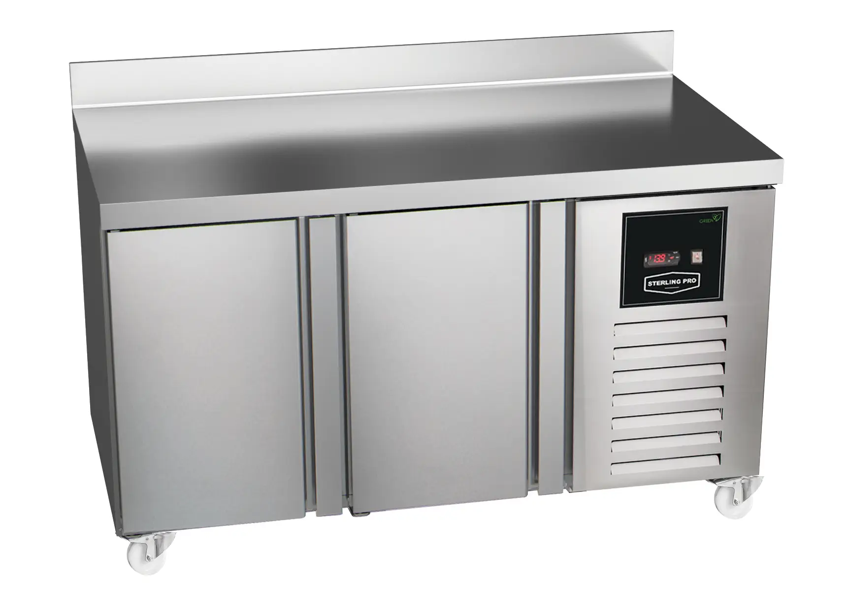 Sterling Pro Green SNI-7-135-20-SB 2 Door Counter Freezer with 100mm Splashback, 290 Litres