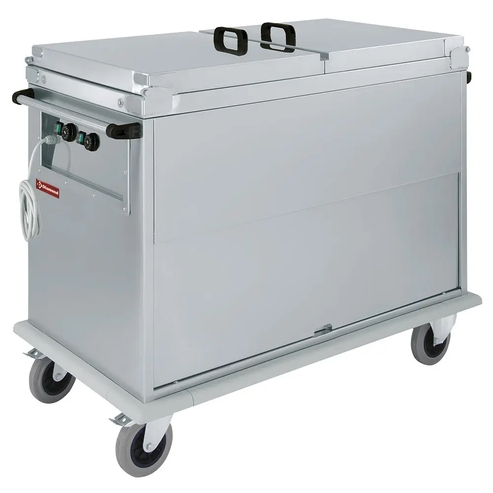 Diamond CTBM/2C-TD Electric Bain Marie Carriage on Closed Cupboard with Lids & Tilting Door, 2 x 1/1 GN