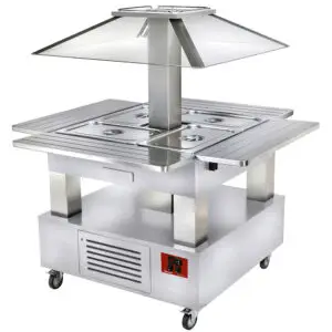 Diamond CBM/4D-A1 White Wood Warming Island Bain Marie Buffet Bar, 4 x 1/1 GN