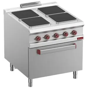 Diamond E9/4PQF8-N 4 Squared Hobs Freestanding Electric Range Cooker on Electric Oven, 19kW