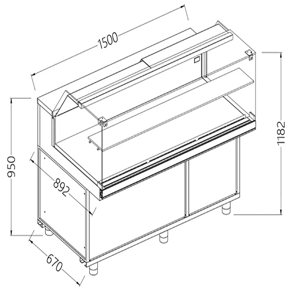 Diamond CB15XR/R Hot & Dry Patisserie Display Counter with Understorage, 1500mm