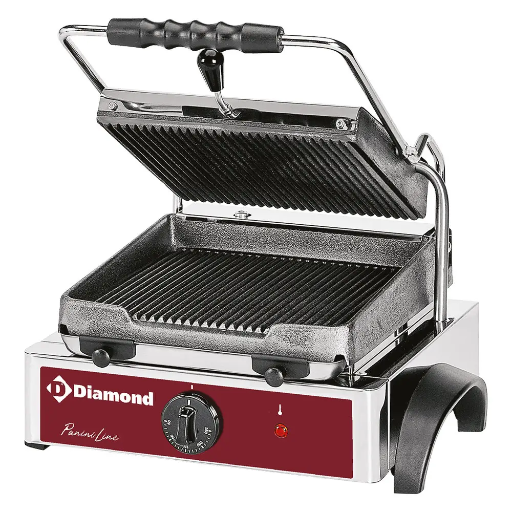 Diamond GR42 Ribbed Panini Electric Griddle, 1.8kW