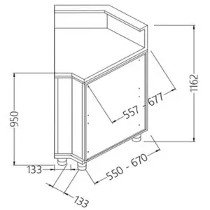 Diamond CB45X/5 Neutral Bar Counter Units With Fitting For Service Top 45° (Closed)