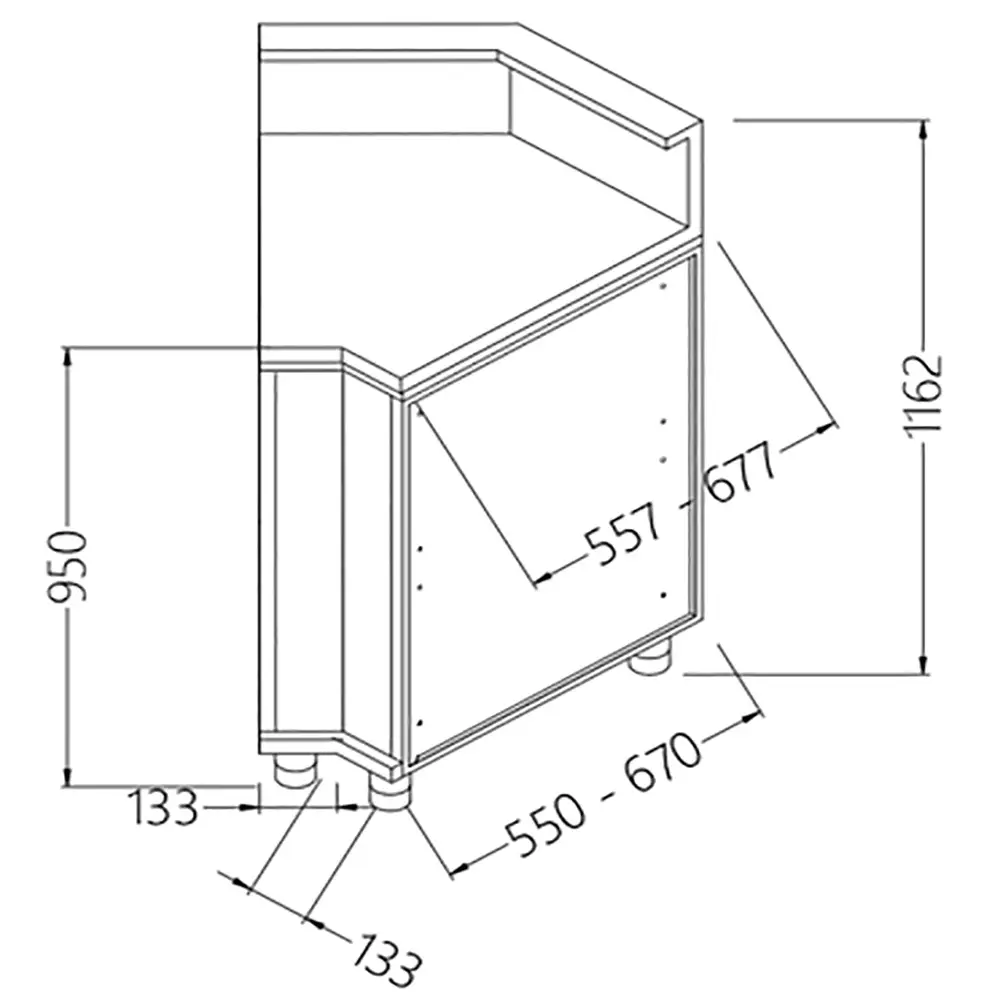 Diamond CB45X/5 Neutral Bar Counter Units With Fitting For Service Top 45° (Closed)
