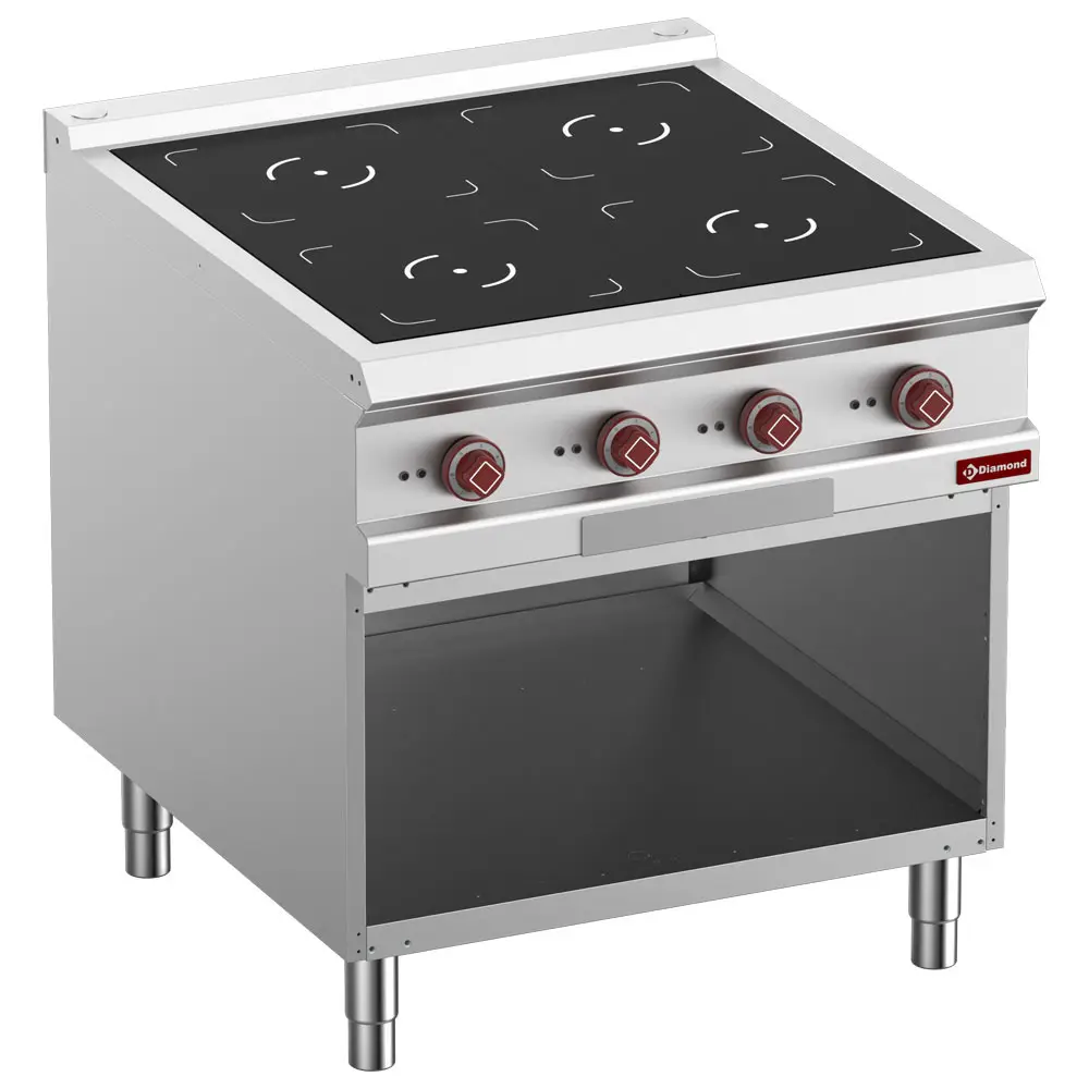 Diamond E9/4IDA8-N 2 Induction Hearths Freestanding Electric Range Cooker on Neutral Open Cupboard, 20kW