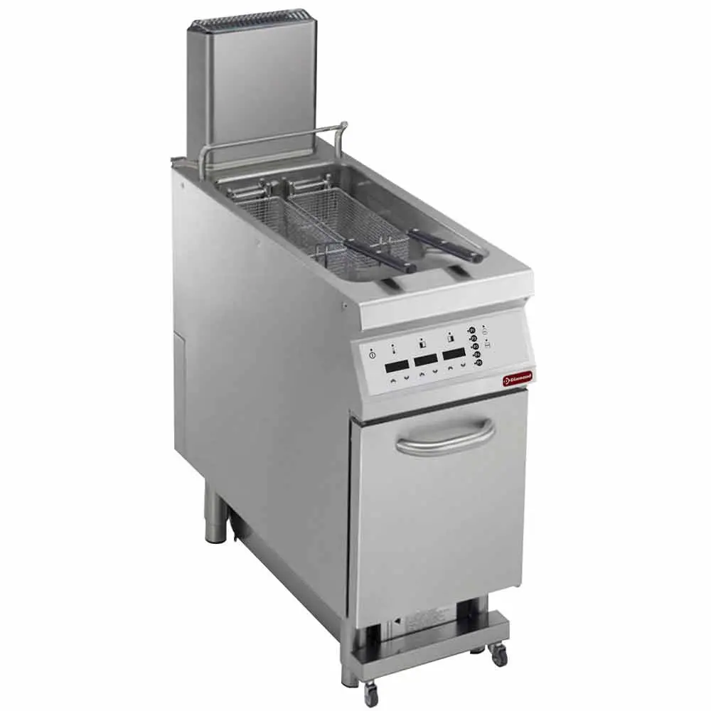 Diamond E22/F23CEHA4-S Double Basket Freestanding Electric Fryer on Neutral Closed Cupboard, 18kW