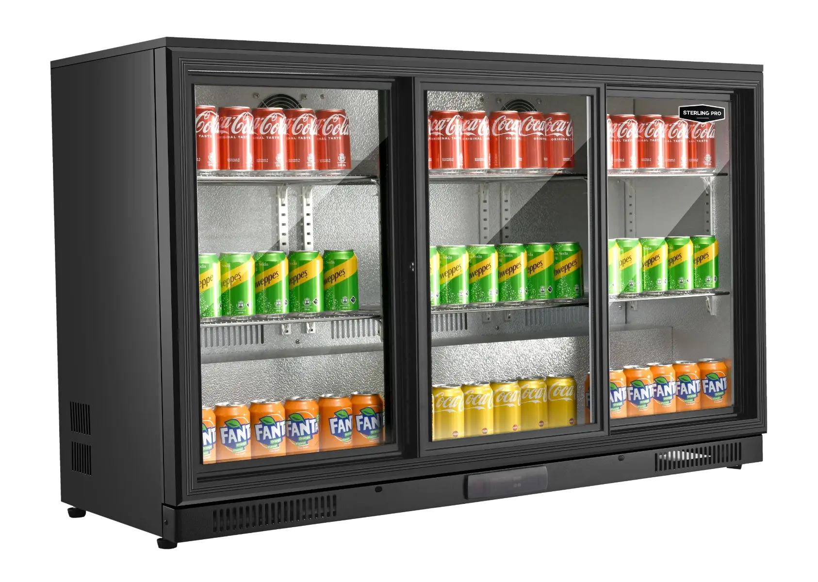 Sterling Pro GRADED Green SP3HC-BS Sliding Triple Door Bottle Cooler, 274 x 330ml Bottles