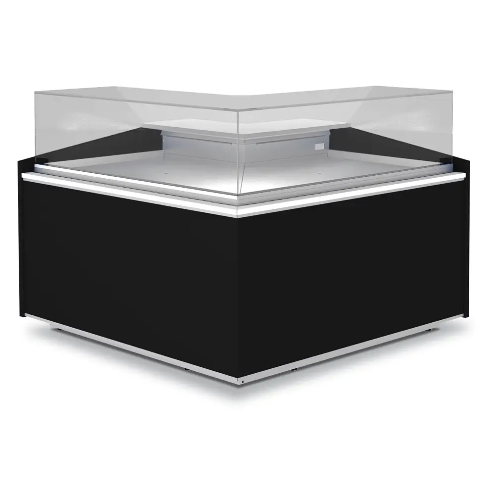 Diamond VIE/C9-RB-B5 Black Open Corner Refrigerated Serveover Counter, 1430mm