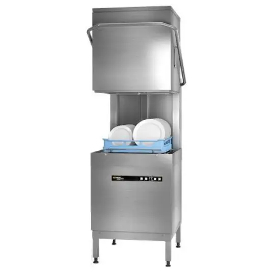 Hobart Ecomax Plus H615W-10C 500mm Basket Hood / Passthrough Dishwasher with Drain Pump, 18 Plates
