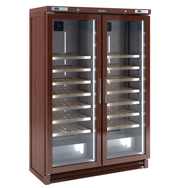 INFRICO Upright Double Hinged Glass Door Wine Cellar (200 bottles)