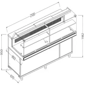Diamond CFB21X/R Static Hot & Cold Patisserie Deli Display Counter with Understorage, 2100mm
