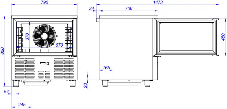 Sterling Pro SP0523BC 5 Grid Single Door Blast Chiller / Freezer, 23kg/13kg - Image 3