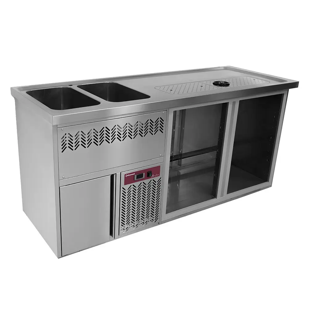 Diamond KBR-22G Bar Counter with 2 Compartments, Draining Board and Left Side Sink