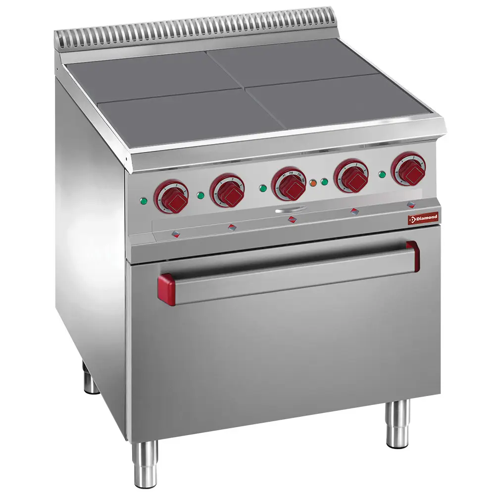 Diamond E7/4SPFV7 Electric stoves 4 plates aligned with the top, on convection oven GN 1/1