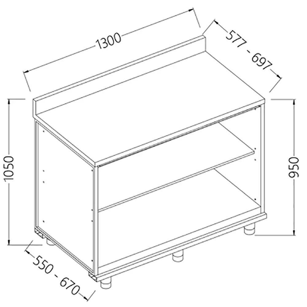 Diamond NL13X Neutral Rear Cabinet, With Backsplash
