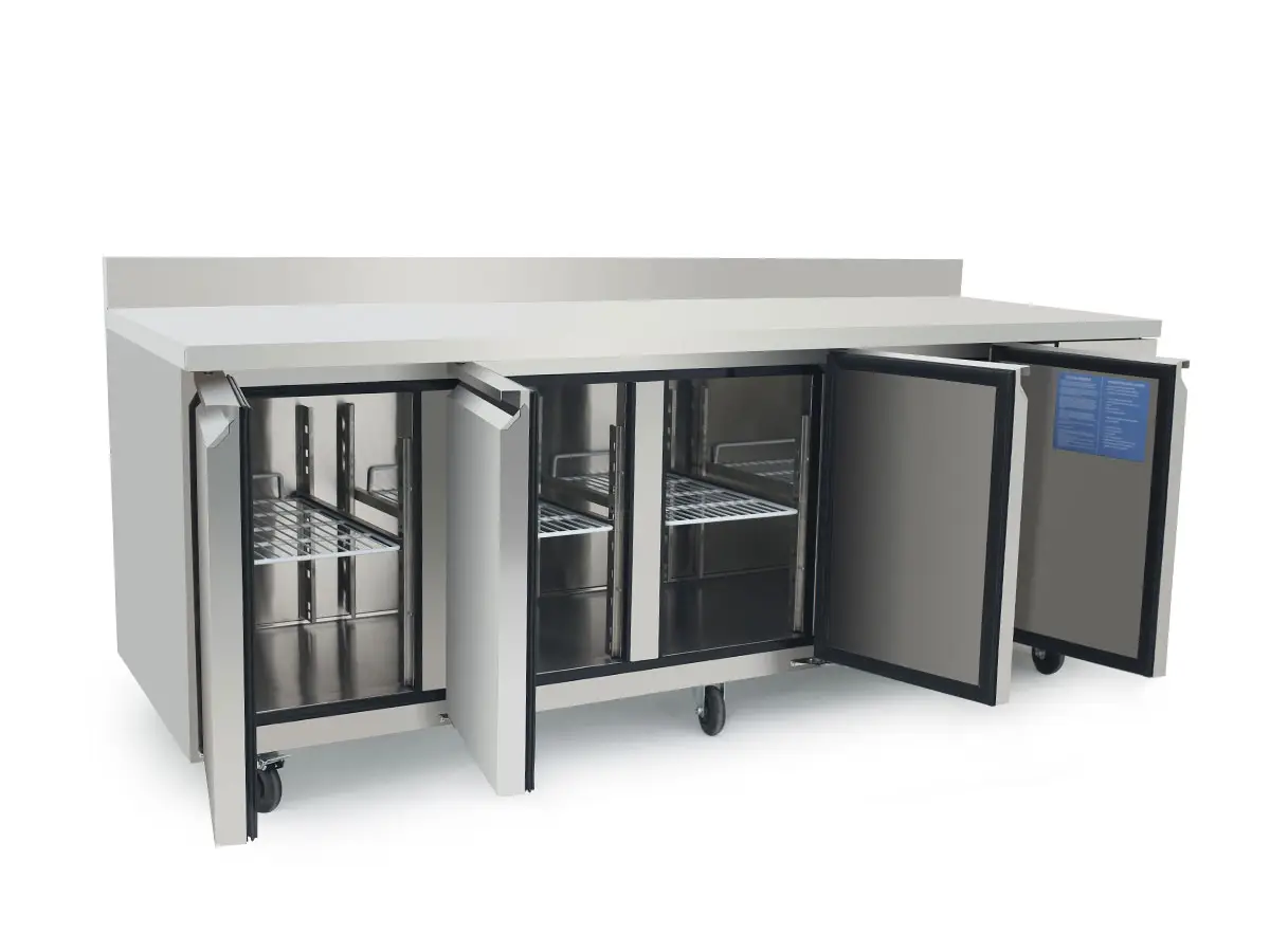 Atosa EPF3442HDSB 4 Door Preparation Counter Fridge with Splash Back, 510 Litres - Image 3