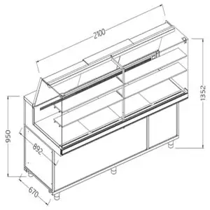 Diamond VA21X/R Snack Patisserie Display Counter with Understorage, 2100mm