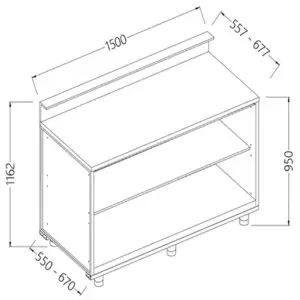 Diamond BB15X/5 Neutral Bar Counter Units With Fitting For Service Top