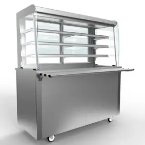 Moffat Versicarte Pro VC4RDTR Refrigerated Display, Open Front Size 4 with 3 Shelves & Chilled Well with Tray Rail Package
