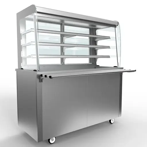 Moffat Versicarte Pro VC4RDTR Refrigerated Display, Open Front Size 4 with 3 Shelves & Chilled Well with Tray Rail Package