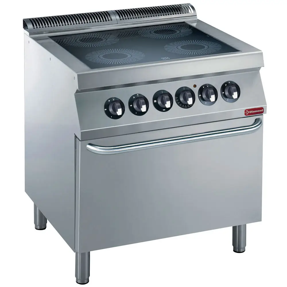 Diamond E17/4VCF8-N 4 Vitroceramics Plates Freestanding Electric Range Cooker on Electric Oven, 14.8kW