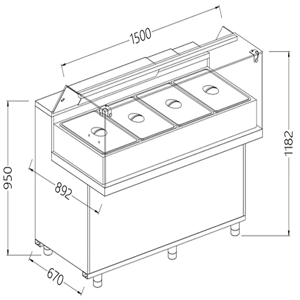 Diamond MB15X Refrigerated Bain Marie Display Counter, 1500mm