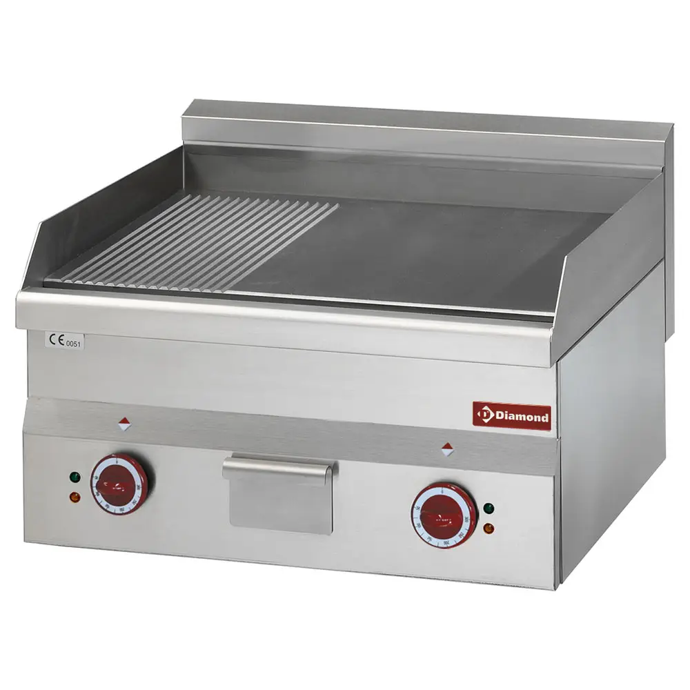 Diamond E60/PM6T Electric cooking plate, 2/3 flat and 1/3 ribbed -Top-