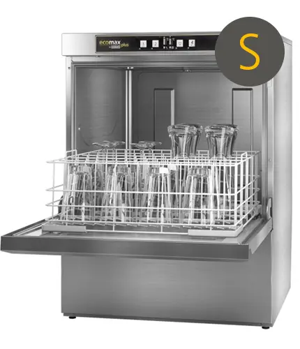 Hobart Ecomax Plus G515SW-10C 500mm Basket Frontloading Commercial Glasswasher with Integral Water Softener & Drain Pump, 25 Pint Capacity