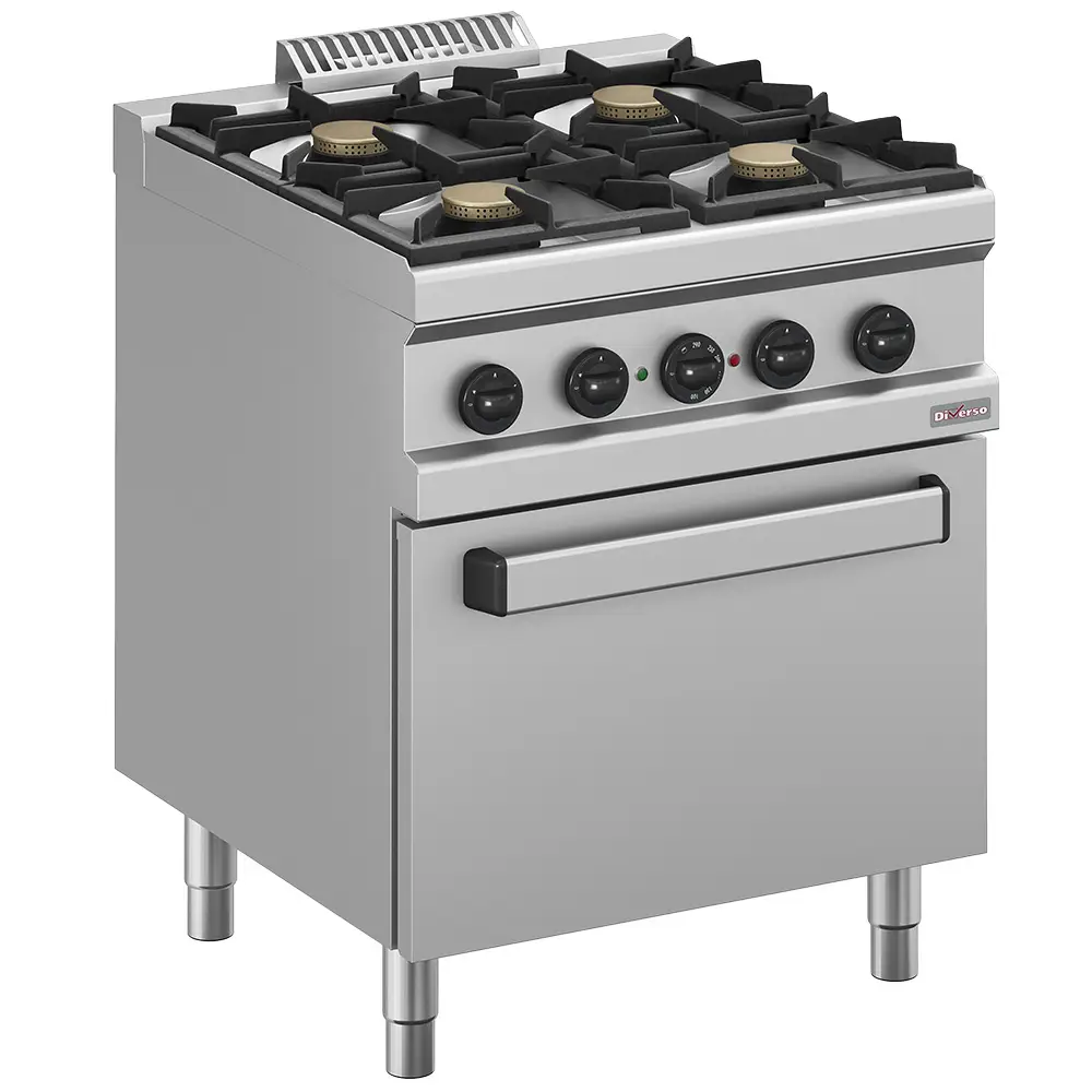 Diverso WR-M4BF-M1 Gas range 4 burners, electric convection oven GN 1/1