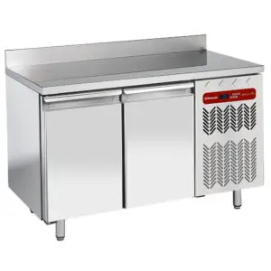 Diamond TG2B/HA-R2 2 Door Stainless Steel Freezer Counter with Splashback, 260 Litres