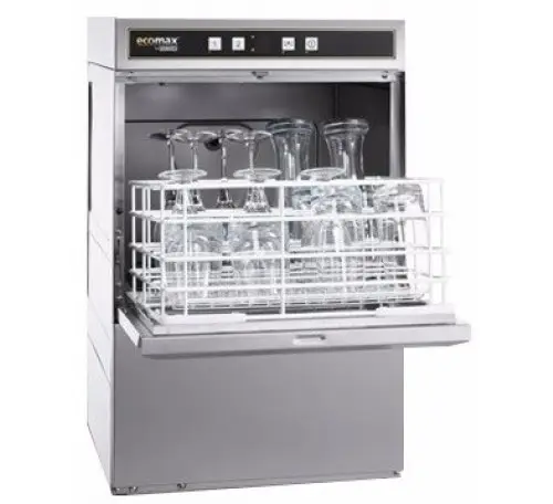 Hobart Ecomax G504W-10B 500mm Basket Frontloading Commercial Glasswasher with Drain Pump, 25 Pint Capacity