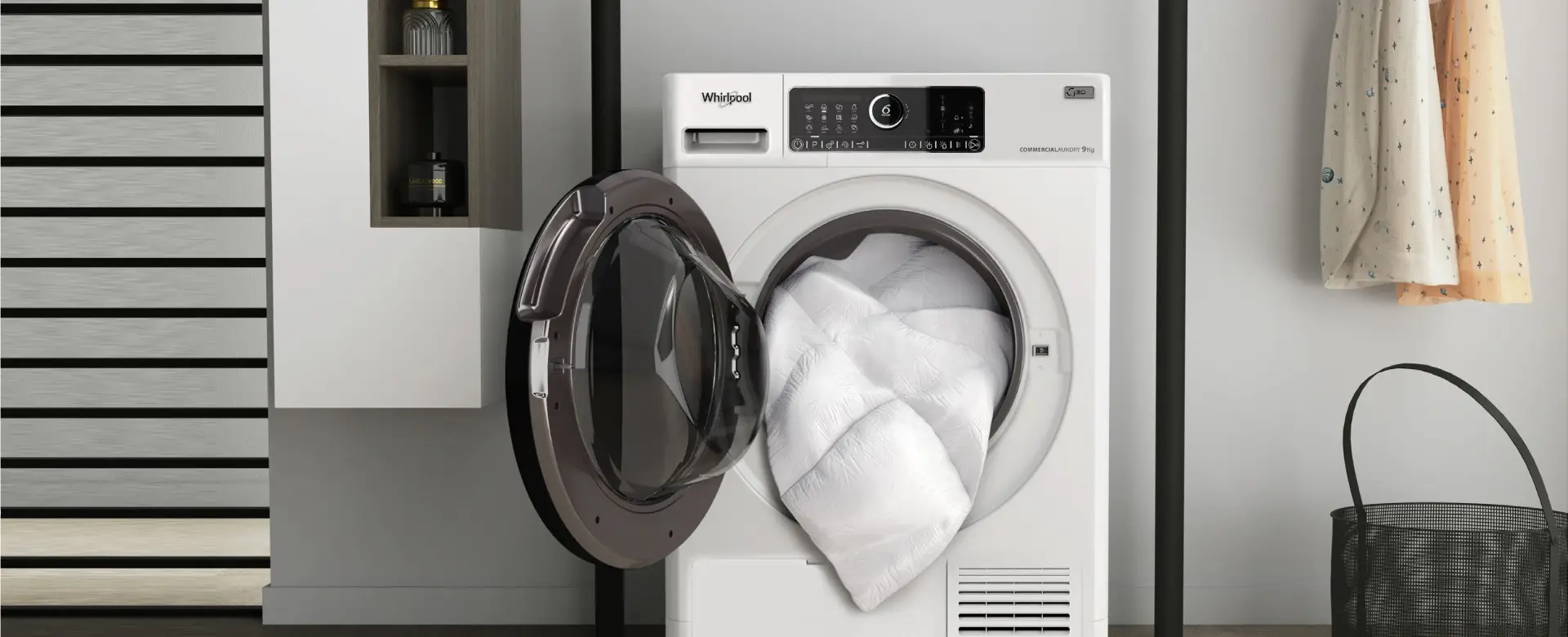 Whirlpool AWZ9HP/PRO Omnia 6th Sense Heat Pump Condenser Dryer, 9kg - Image 7