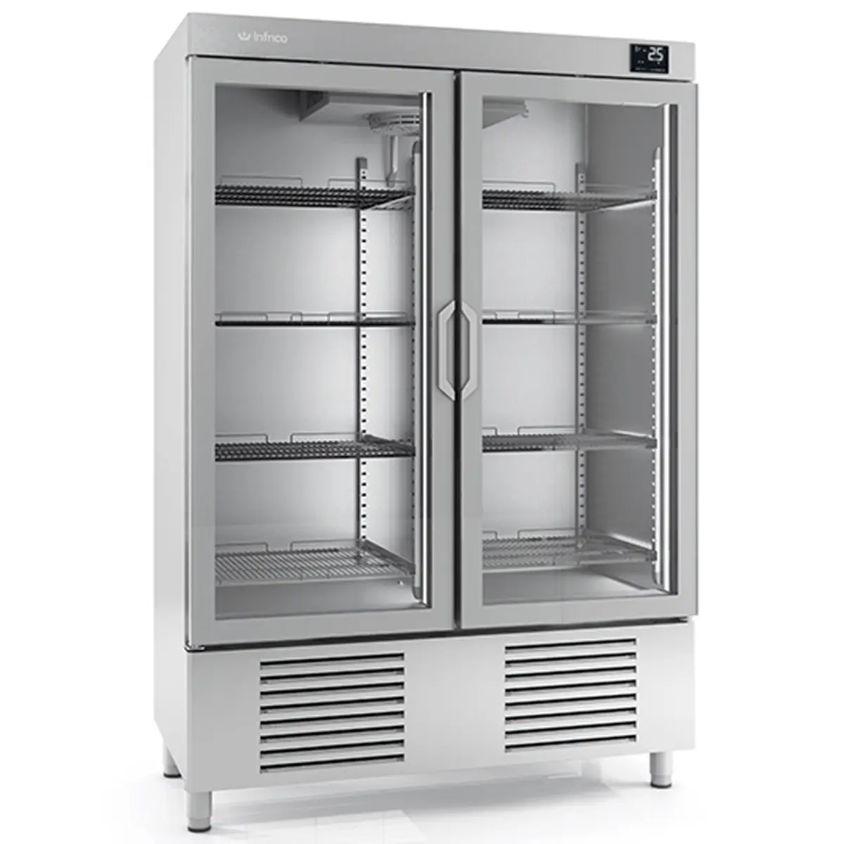INFRICO Upright Double Hinged Glass Door Refrigerator