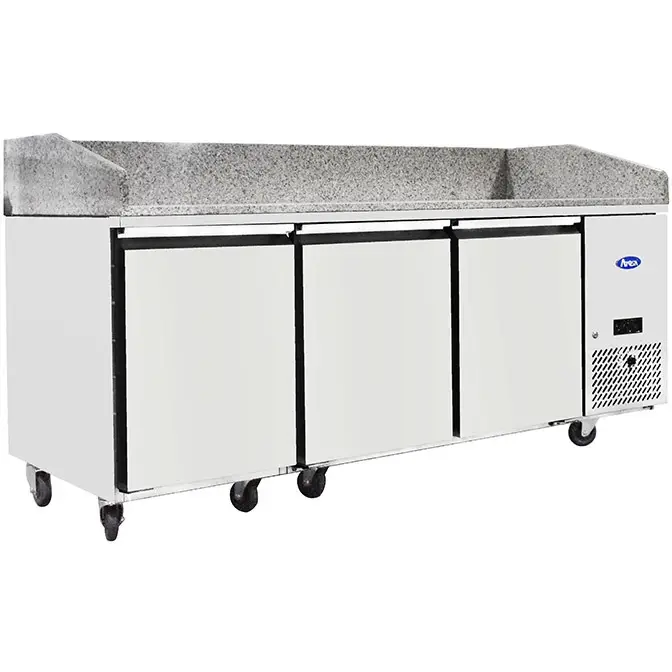 Atosa EPF3485GR + VRX2000/330 3 Door Pizza Preparation Counter Fridge with VRX Unit & GN Pans, 375 Litres