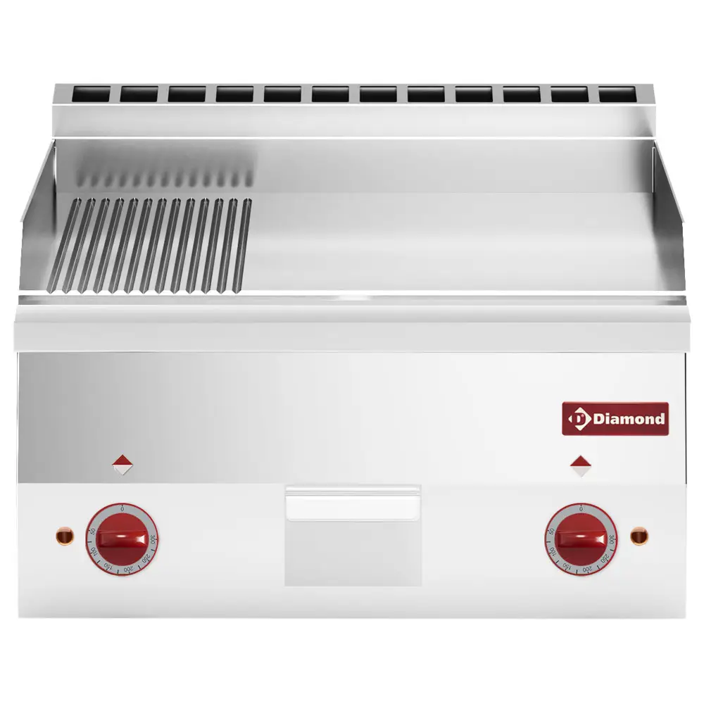 Diamond E60/PMCD6T-N 2/3 Smooth 1/3 Ribbed Electric Chrome Cooking Plate, 6kW
