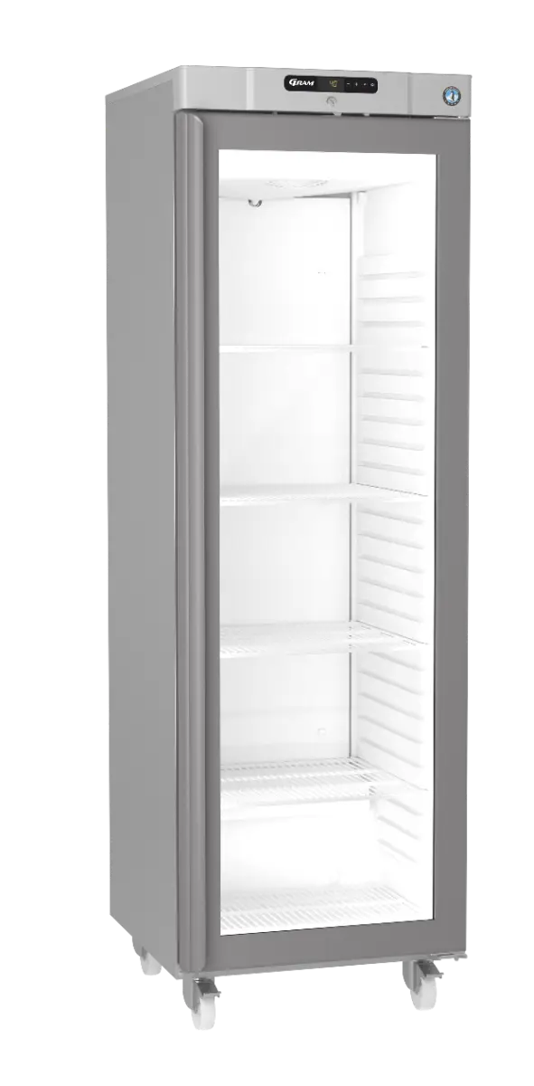 Hoshizaki Compact KG420R C DR G U Glass Single Door Stainless Steel Upright Display Refrigerator, 343 Litres