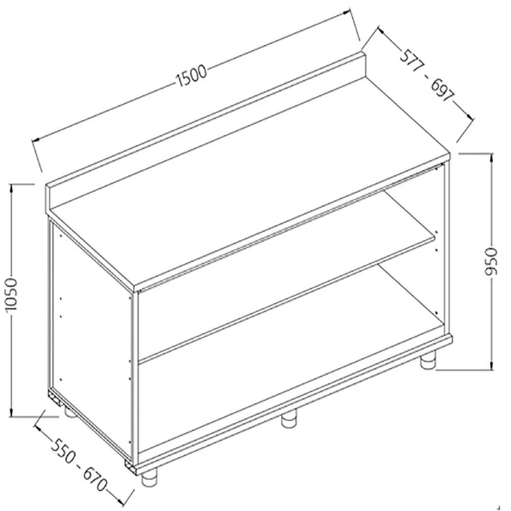 Diamond NL15X Neutral Rear Cabinet, With Backsplash