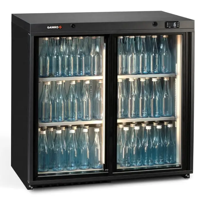 Gamko MG3/250SD Maxiglass Sliding Glass Double Door Undercounter Bottle Cooler, 250 Litres