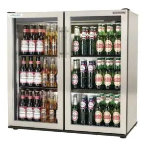Autonumis RWC00006 EcoChill Maxi Stainless Steel Hinged Glass Double Door Bottle Cooler, 156 x 330ml Bottles